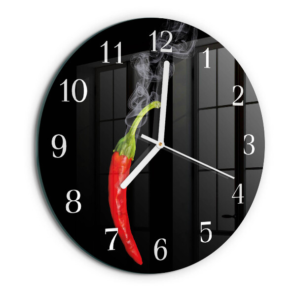 Skleněné hodiny na stěnu Chilli paprička