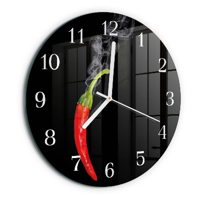 Skleněné hodiny na stěnu Chilli paprička