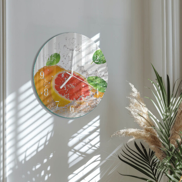 Skleněné hodiny na stěnu Grapefruit