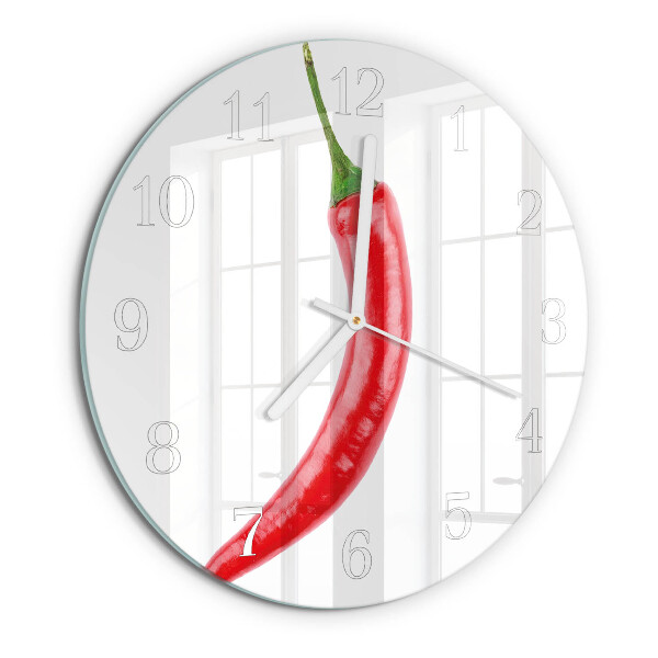 Skleněné hodiny na stěnu Chilli paprička