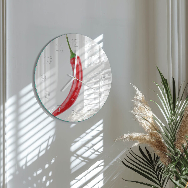 Skleněné hodiny na stěnu Chilli paprička