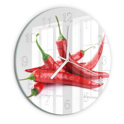 Skleněné hodiny na stěnu Chilli papričky