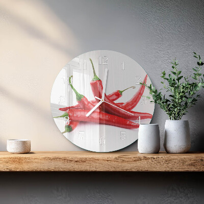 Skleněné hodiny na stěnu Chilli papričky