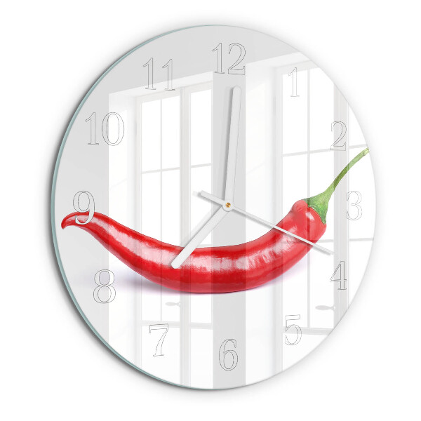 Skleněné hodiny na stěnu Chilli paprička