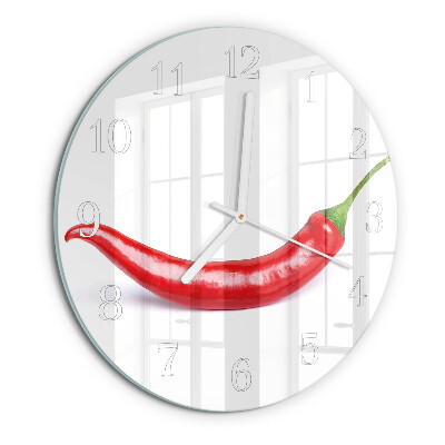 Skleněné hodiny na stěnu Chilli paprička