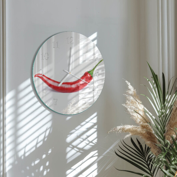 Skleněné hodiny na stěnu Chilli paprička