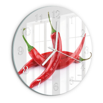 Skleněné hodiny na stěnu Chilli papričky