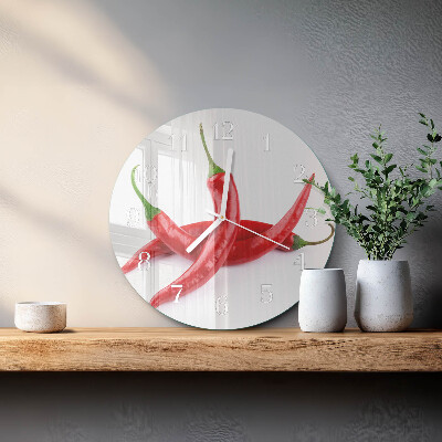 Skleněné hodiny na stěnu Chilli papričky