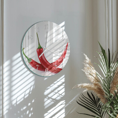 Skleněné hodiny na stěnu Chilli papričky