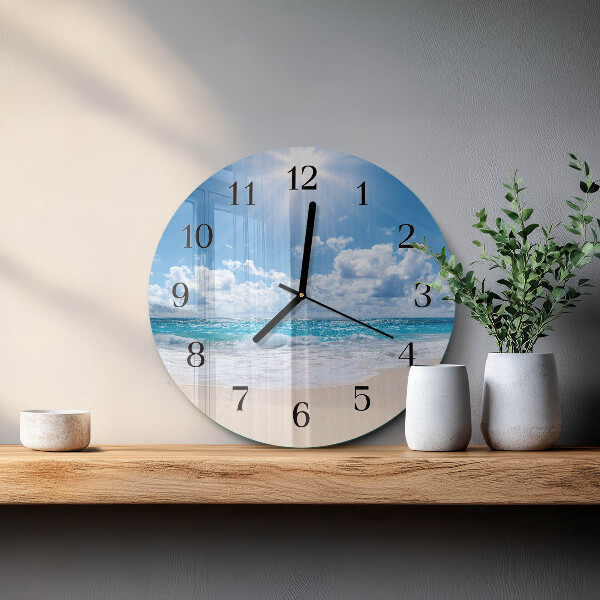 Skleněné nástěnné hodiny Moře