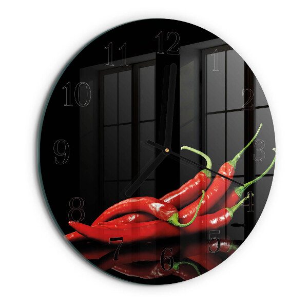 Skleněné nástěnné hodiny Chilli papričky