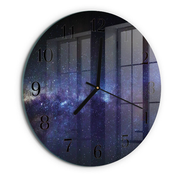 Skleněné nástěnné hodiny Galaxie