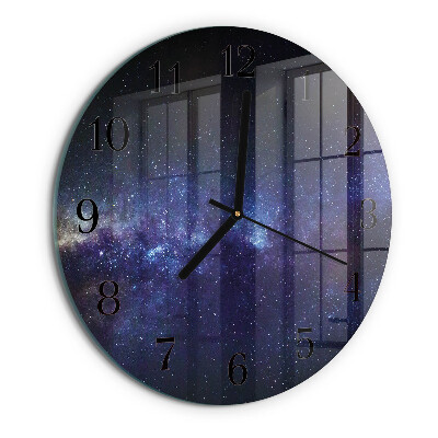 Skleněné nástěnné hodiny Galaxie