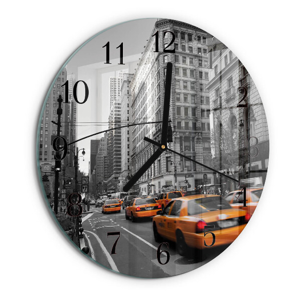 Skleněné nástěnné hodiny Newyorské taxi