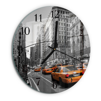 Skleněné nástěnné hodiny Newyorské taxi
