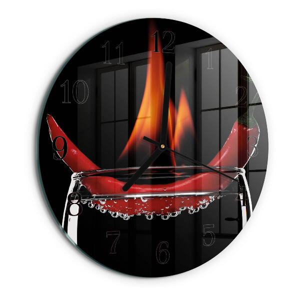 Skleněné nástěnné hodiny Chilli Fire