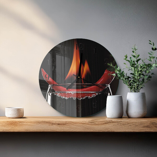 Skleněné nástěnné hodiny Chilli Fire