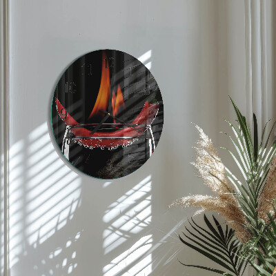 Skleněné nástěnné hodiny Chilli Fire