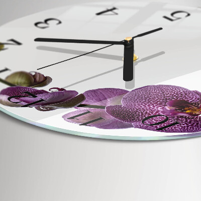 Skleněné nástěnné hodiny Orchidej