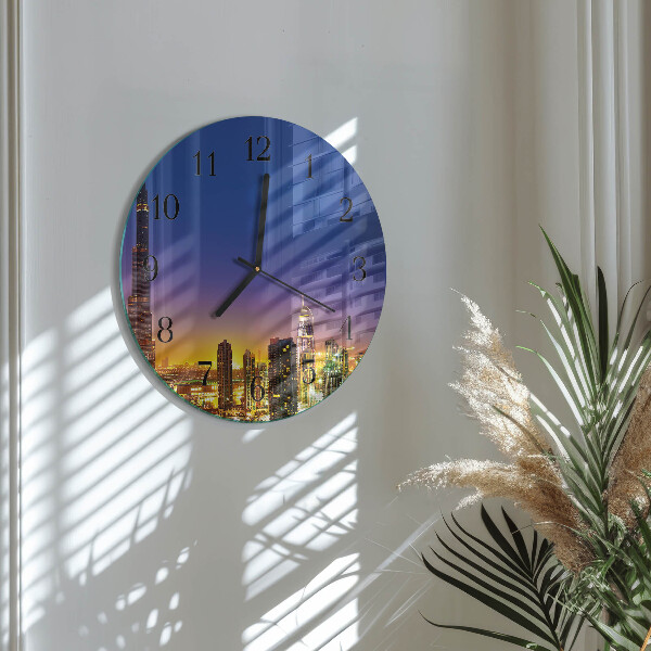 Skleněné nástěnné hodiny Horizont Dubaj