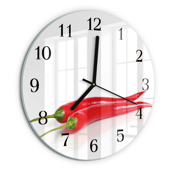 Skleněné nástěnné hodiny Chilli papričky