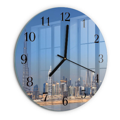 Skleněné nástěnné hodiny Dubajský horizont