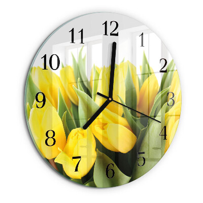 Skleněné nástěnné hodiny Tulipánové květy