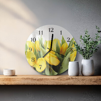 Skleněné nástěnné hodiny Tulipánové květy