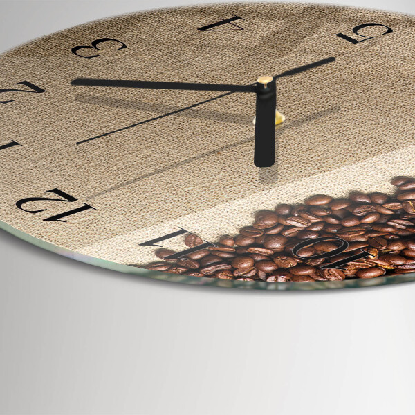 Skleněné nástěnné hodiny Kávová zrna
