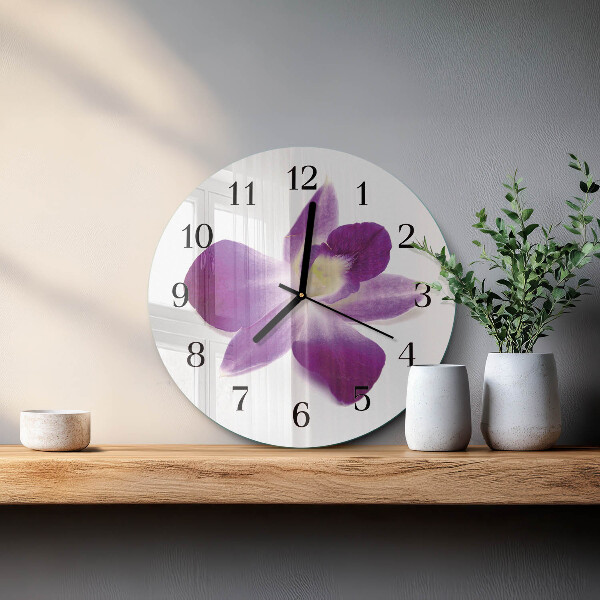 Skleněné nástěnné hodiny Květina orchideje