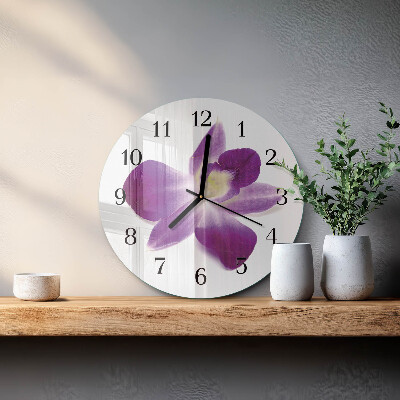 Skleněné nástěnné hodiny Květina orchideje