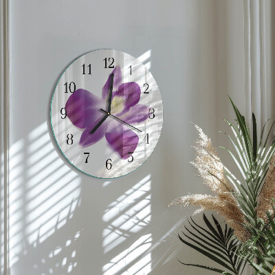 Skleněné nástěnné hodiny Květina orchideje