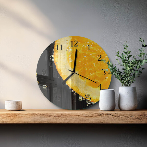 Skleněné nástěnné hodiny Citronová