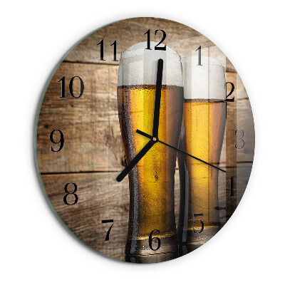 Skleněné nástěnné hodiny Pivo