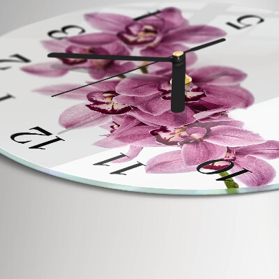 Skleněné nástěnné hodiny Orchidej