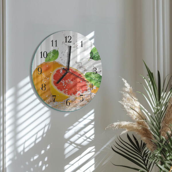 Skleněné nástěnné hodiny Grapefruit