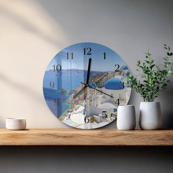 Skleněné nástěnné hodiny Santorini