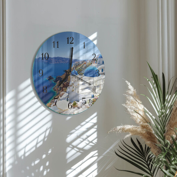 Skleněné nástěnné hodiny Santorini