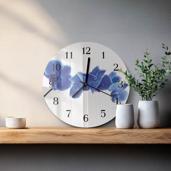 Skleněné nástěnné hodiny Orchidej