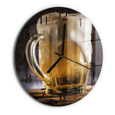 Skleněné nástěnné hodiny Pivo