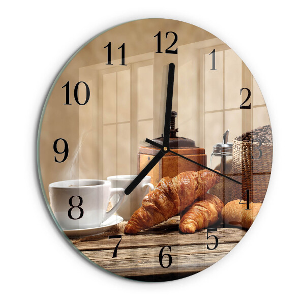 Skleněné nástěnné hodiny Croissanty