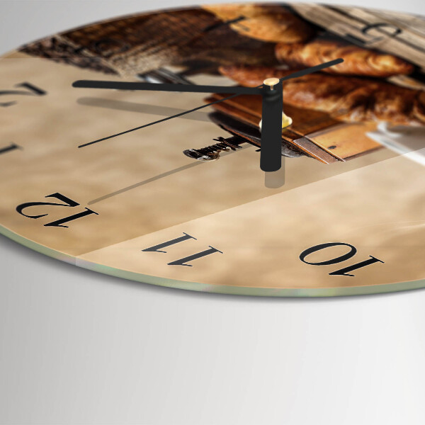 Skleněné nástěnné hodiny Croissanty