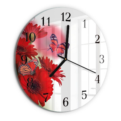 Skleněné nástěnné hodiny Gerbera