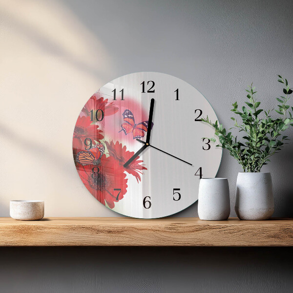 Skleněné nástěnné hodiny Gerbera