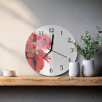 Skleněné nástěnné hodiny Gerbera