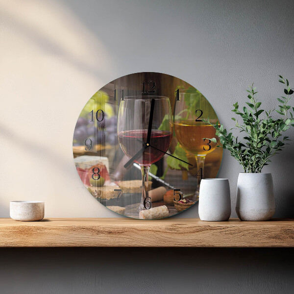 Skleněné nástěnné hodiny Sklenice vína