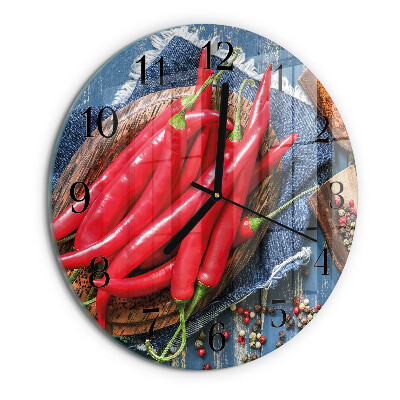 Skleněné nástěnné hodiny Chilli paprička