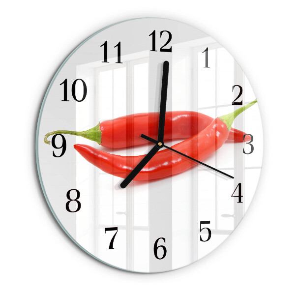 Skleněné nástěnné hodiny Chilli paprička