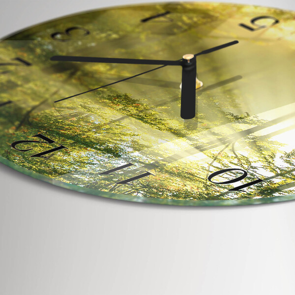Skleněné nástěnné hodiny Les