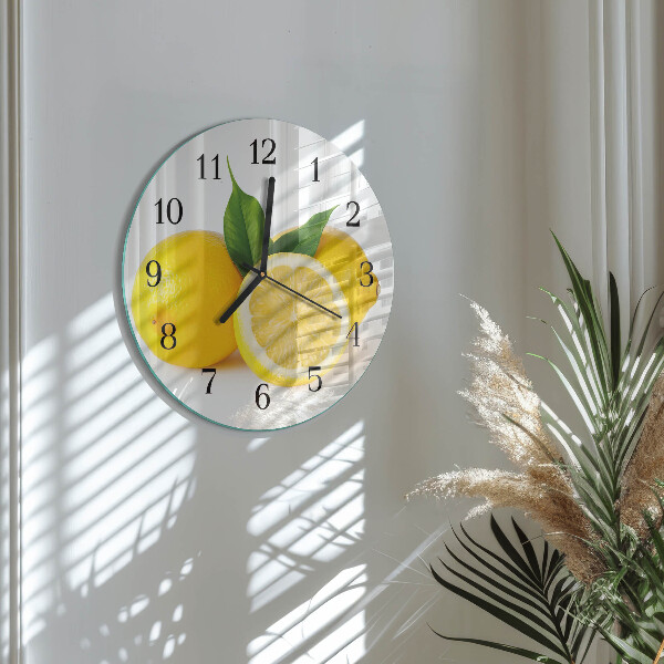 Skleněné nástěnné hodiny Citrony